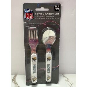 NFL Green Bay Packers Toddler Fork and Spoon Set Baby Fanatic‎ BPA Free Cutlery